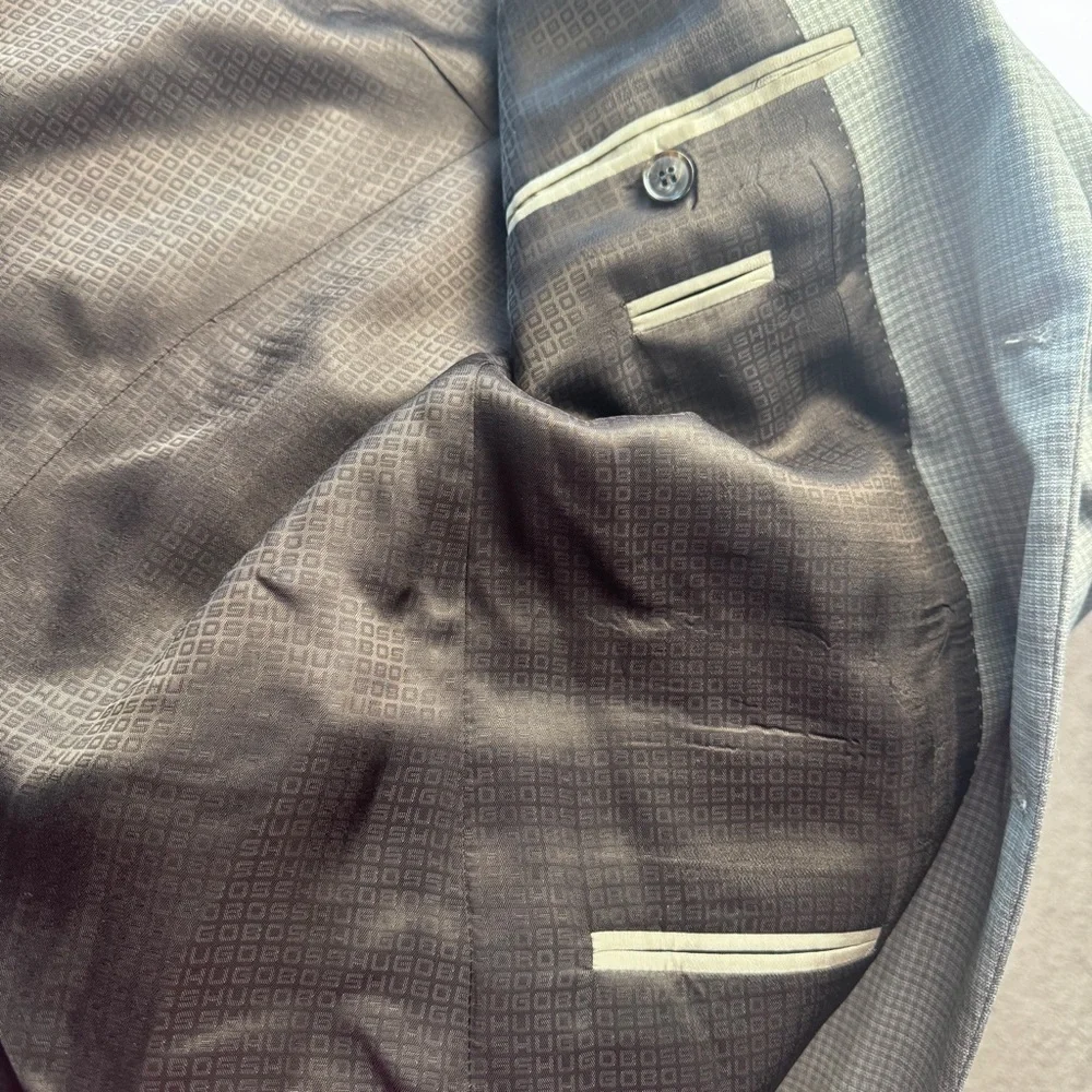 BOSS Hugo Boss Pasini1 Virgin Wool Blazer Sport Coat Brown Gray 40R